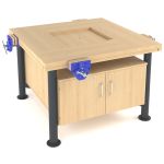 4 Person Beech Top Woodworking Bench with Large Cupboard