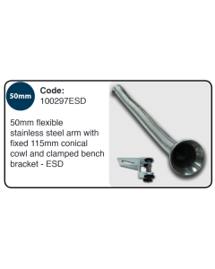 Purex 50mm S/S FLEXIBLE ARM KIT - CONICAL COWL - ESD - 100297ESD