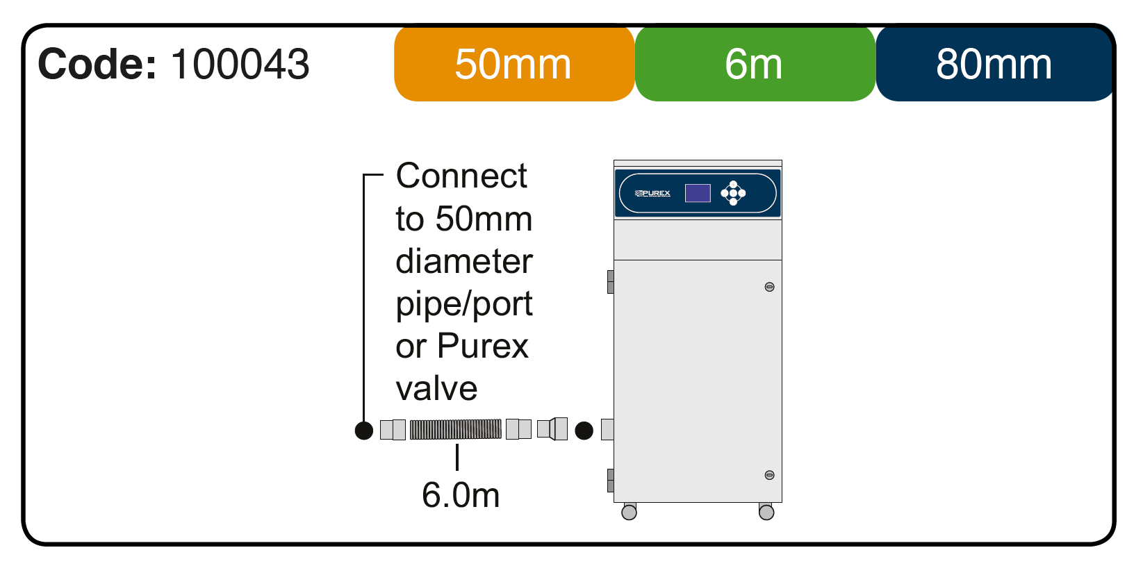 Purex 50mm - 80mm x 6.0m Connection Kit - 100043