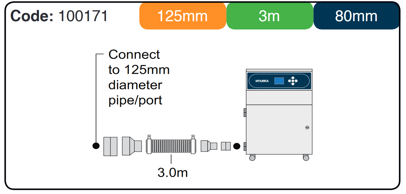 Purex 125mm - 80mm x 3.0m Connection Kit - 100171