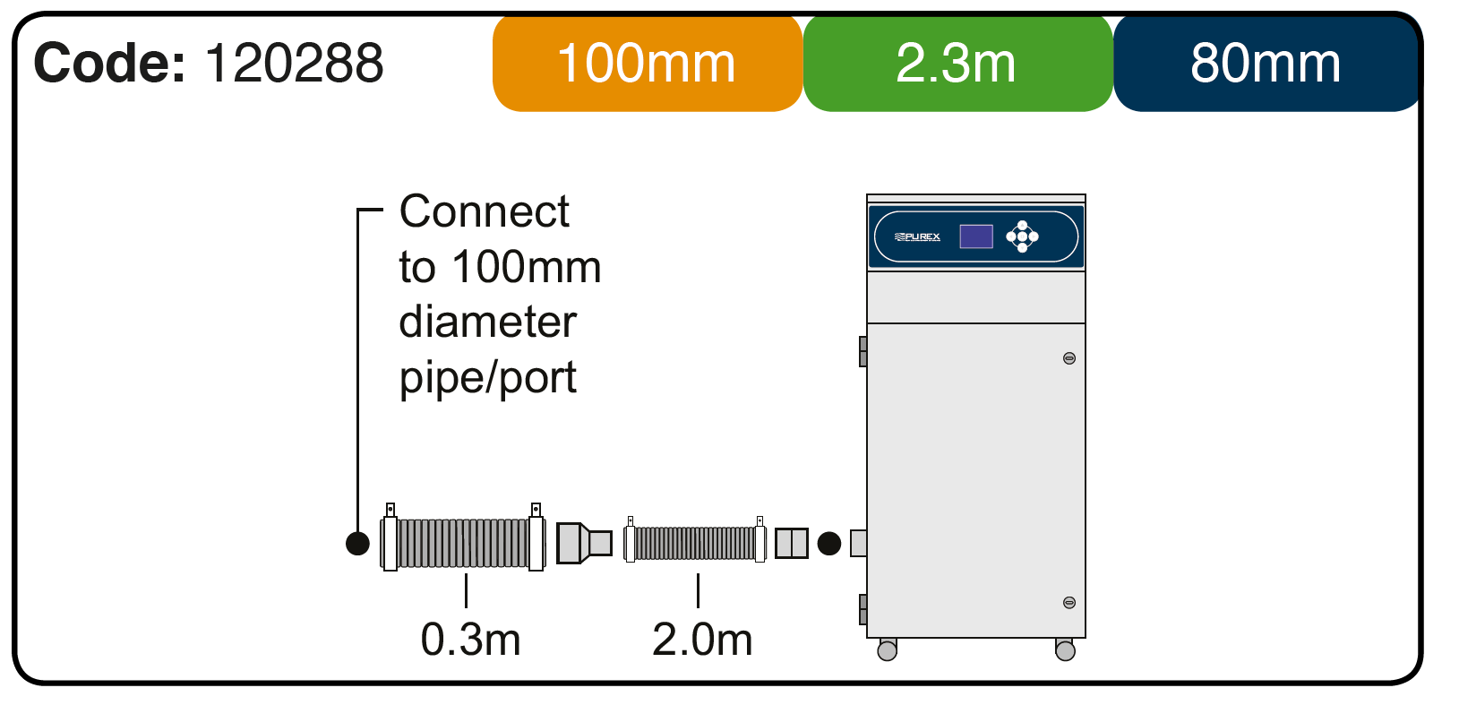 Purex 100mm - 80mm x 2.3m Connection Kit - 120288