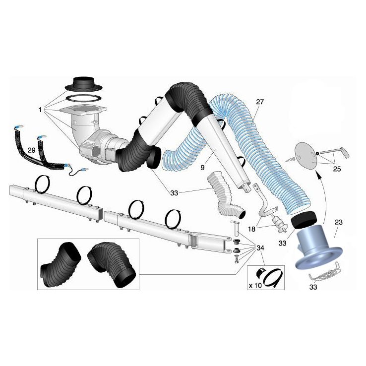 Grounding Cable Kit for Nederman NEX D Arm