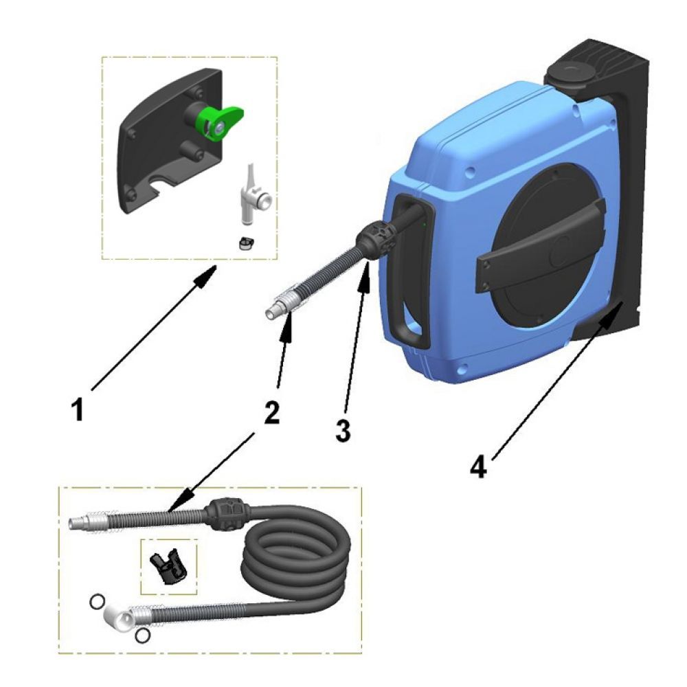 Hose for Nederman H20/H30 Hose Reel Systems Complete with Fittings and Hose Stop